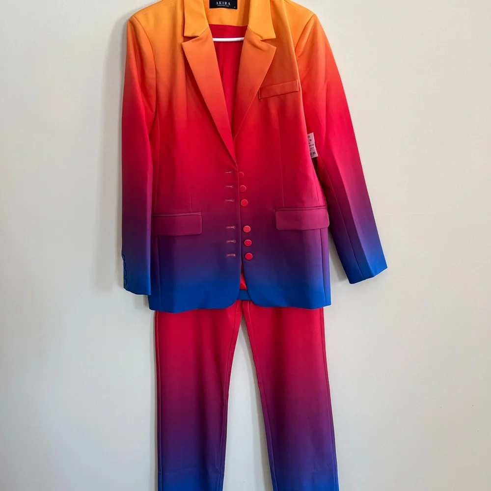 Akira Ombre Sunset Suit Jacket With Pants - Picture 4 of 9